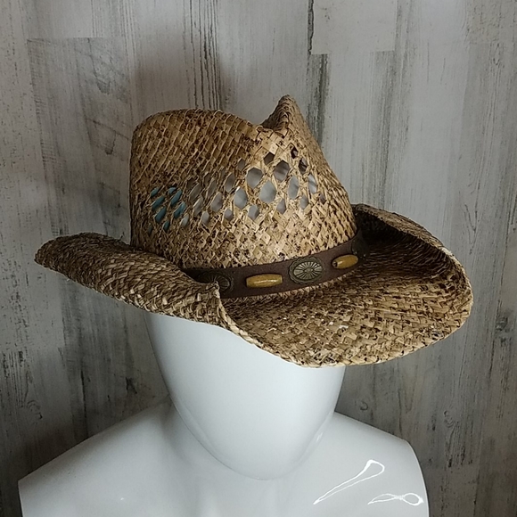 Dpc Vented Stained Seagrass Western Hat 